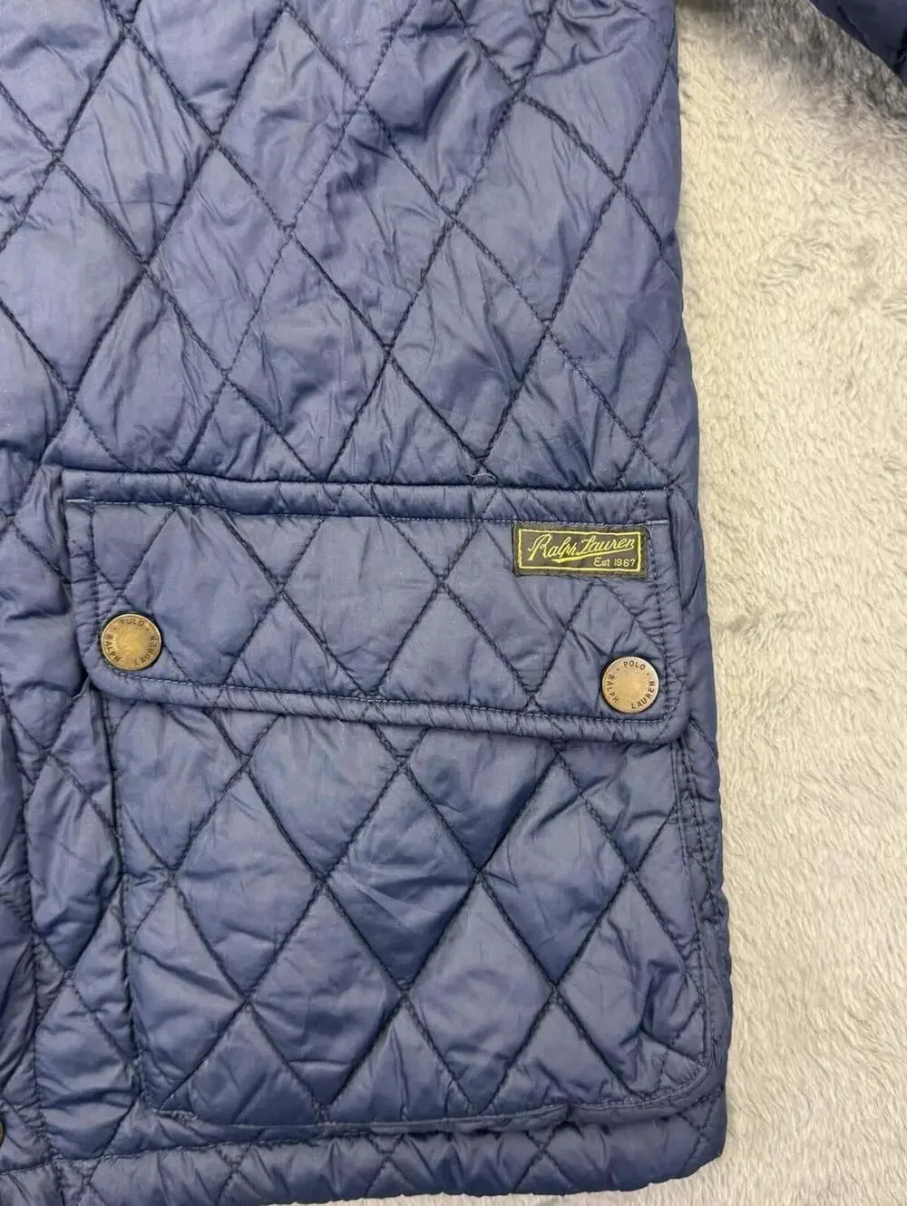 Polo Ralph Lauren Navy blue Quilted Jacket w Corduroy Collar